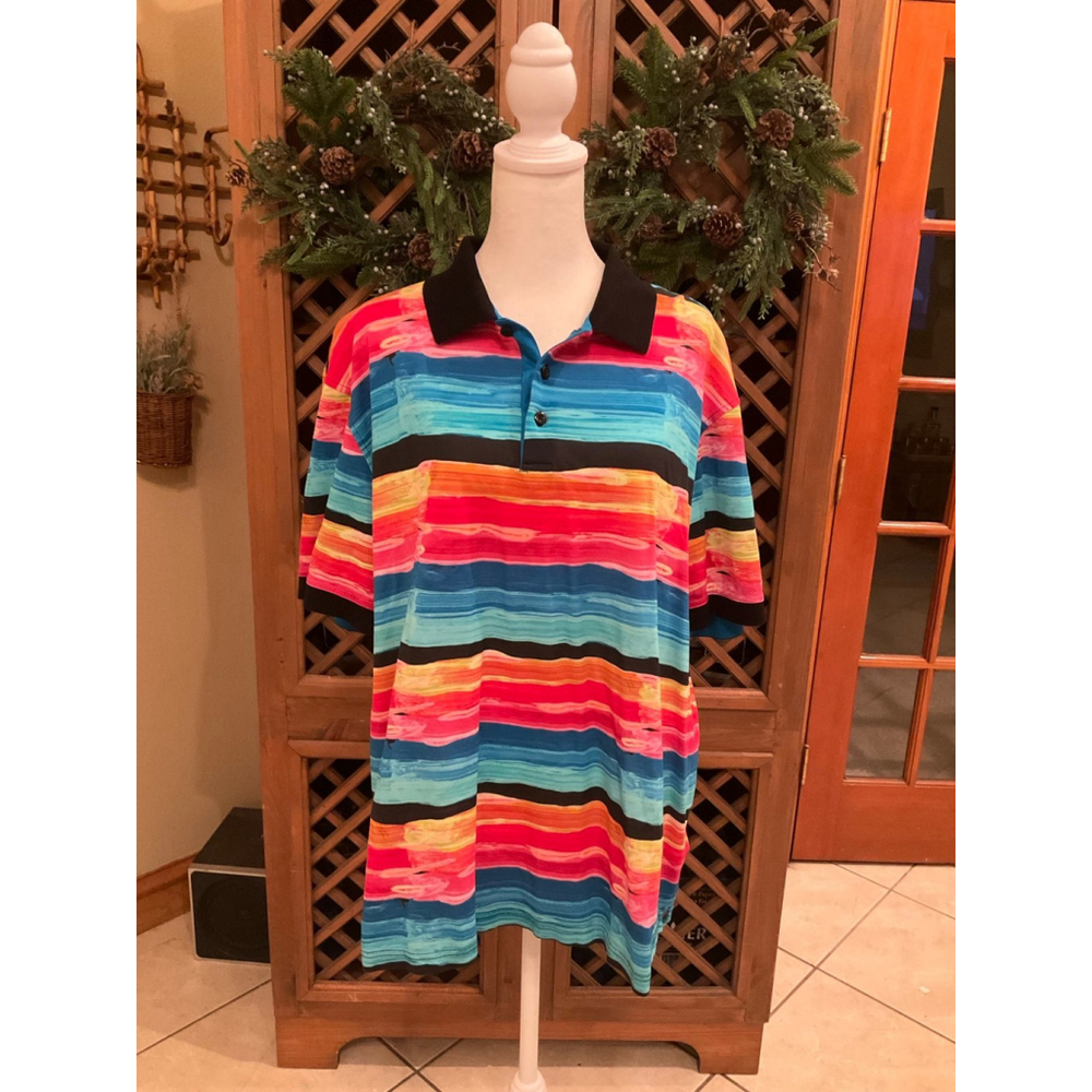 BUGATCHI Polo Shirt Colors Abstract Art Men’s XL